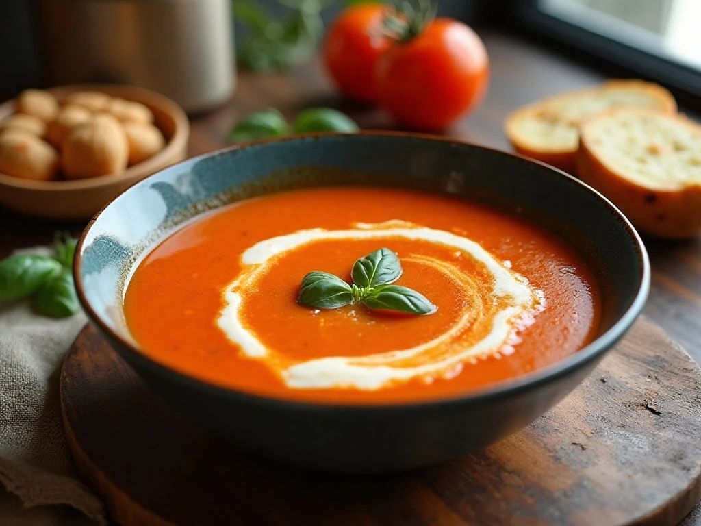 Creamy low-carb copycat Campbell's tomato soup served for dinner
