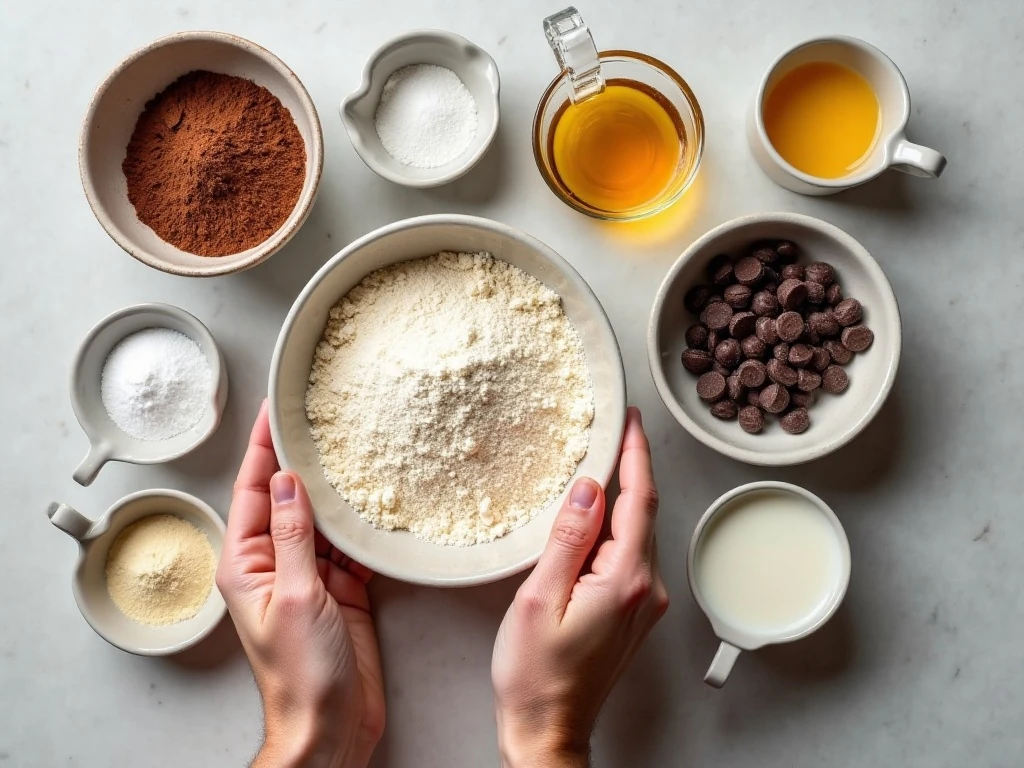 Ingredients for low-carb double chocolate donuts
