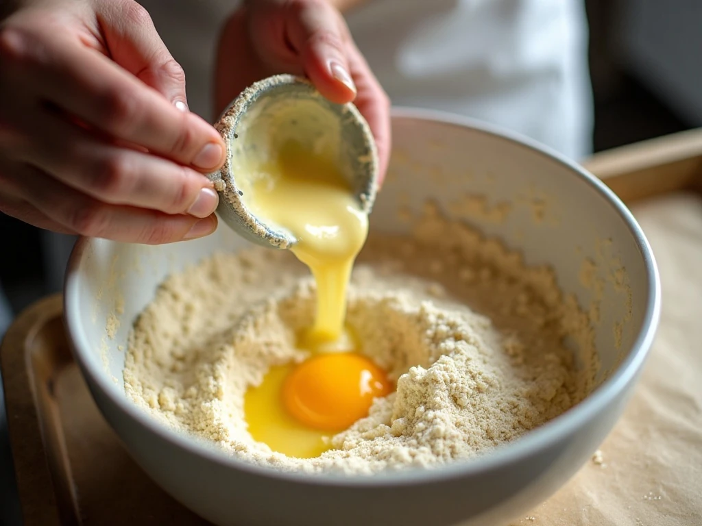 Mixing warm cheese dough for low-carb bagels