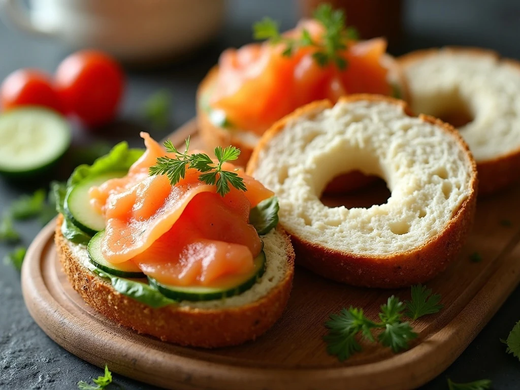 Toasted low-carb everything bagel ready to serve