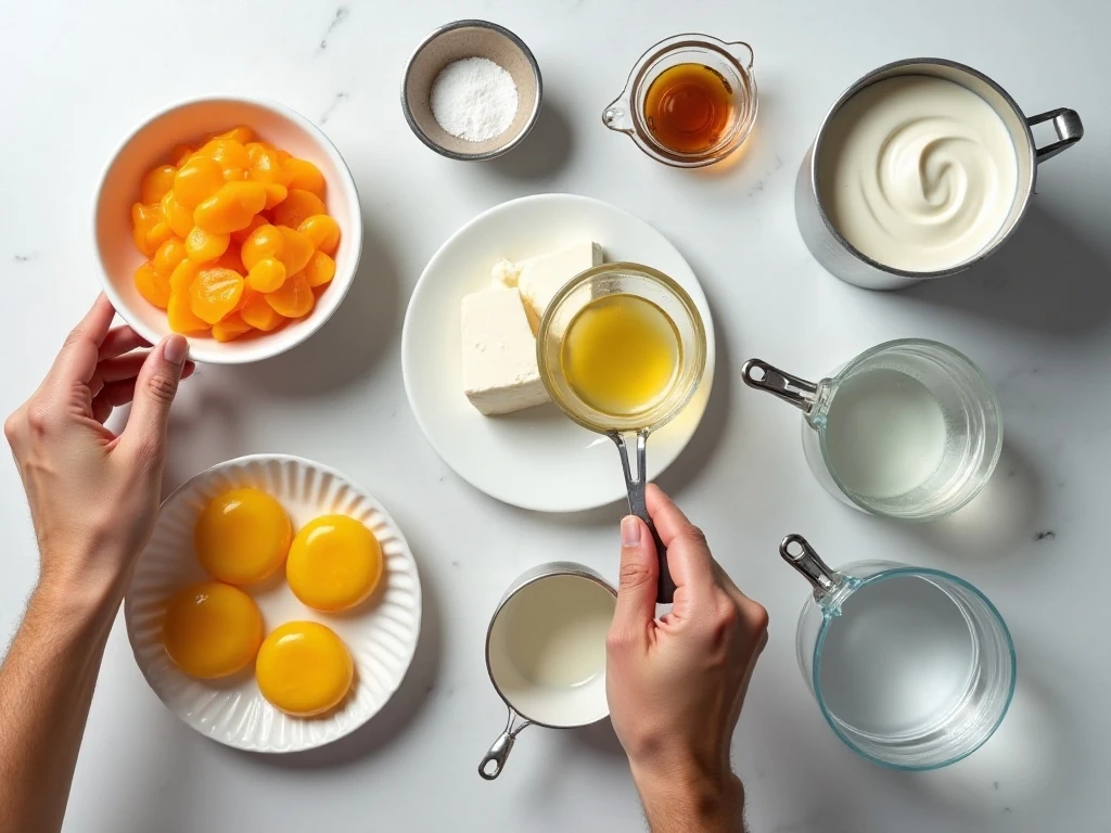 Ingredients for low-carb Jello fluff arranged for preparation