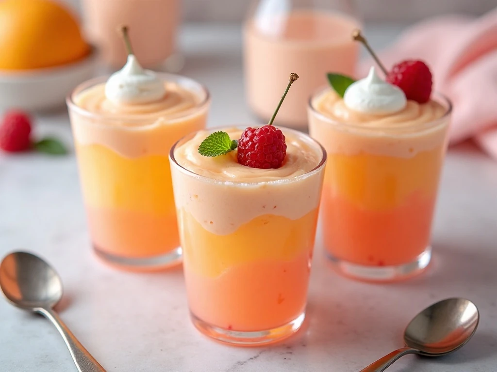 Garnished low-carb Jello fluff ready to serve