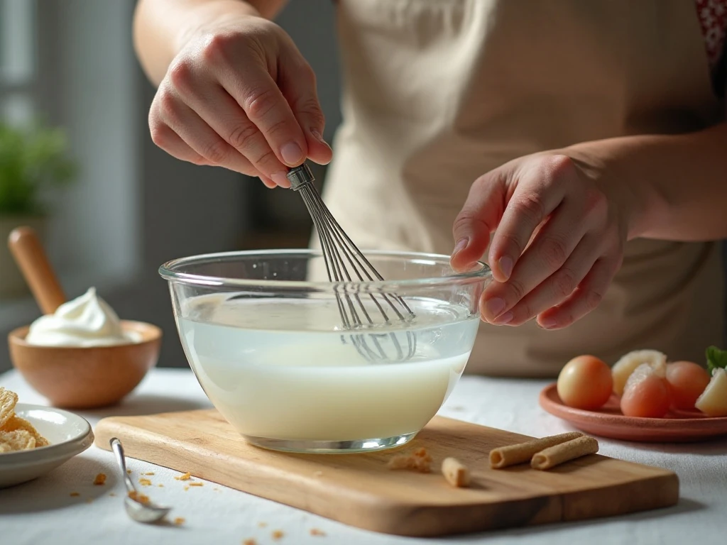 Whisking gelatin for a yogurt whip dessert