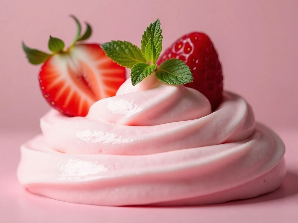 Strawberry Jello yogurt whip with berry garnish