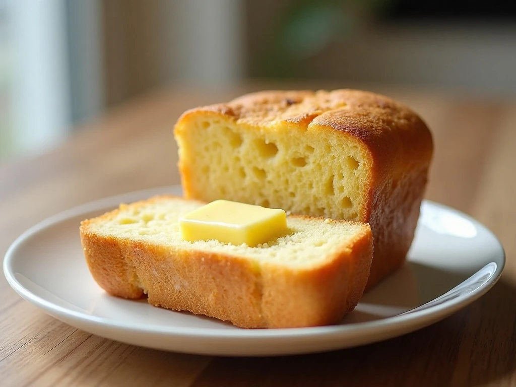 Sliced 90-second low carb keto microwave mug bread served with butter