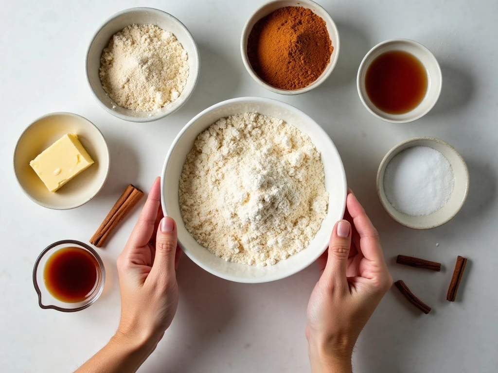 Ingredients for low-carb molasses cookies arranged for baking
