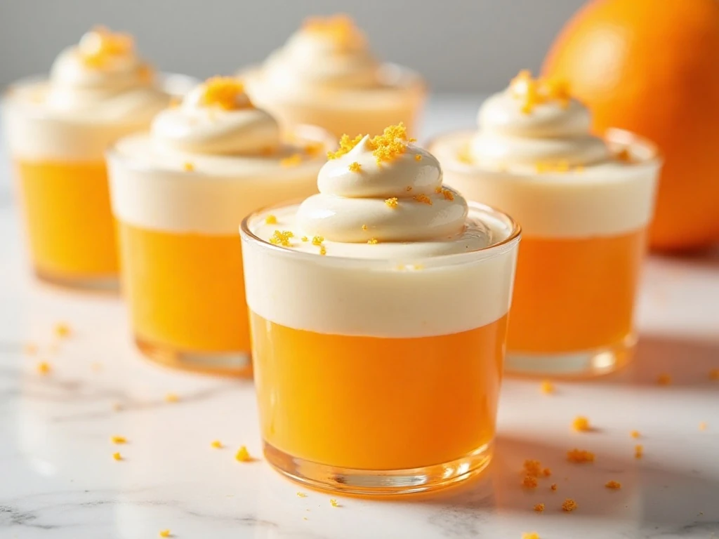 Chilled orange creamsicle jello whips ready to serve