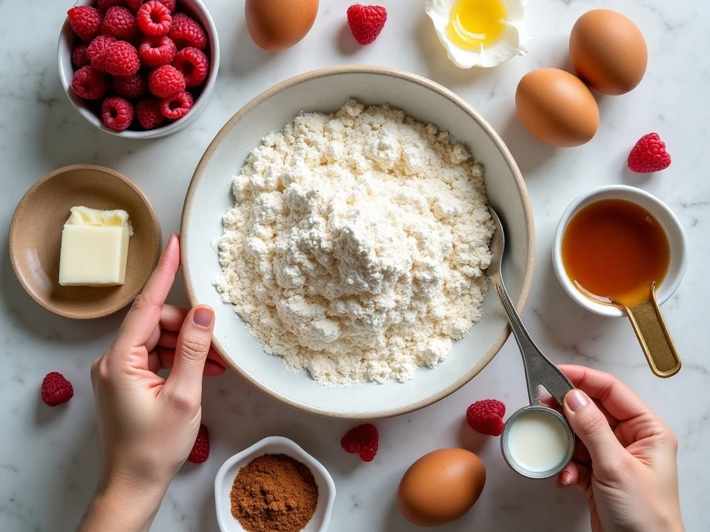 Ingredients for low-carb raspberry coffee cake
