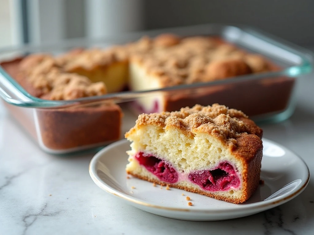 Stored slices of low-carb raspberry coffee cake