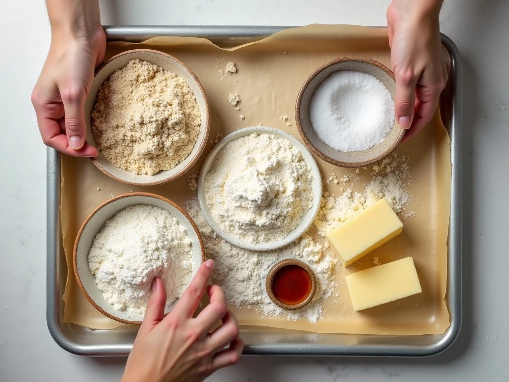 Ingredients for low-carb shortbread cookie bites
