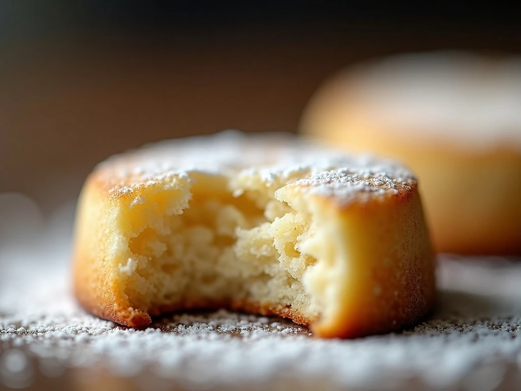 Close-up of the tender crumb of a shortbread cookie bite