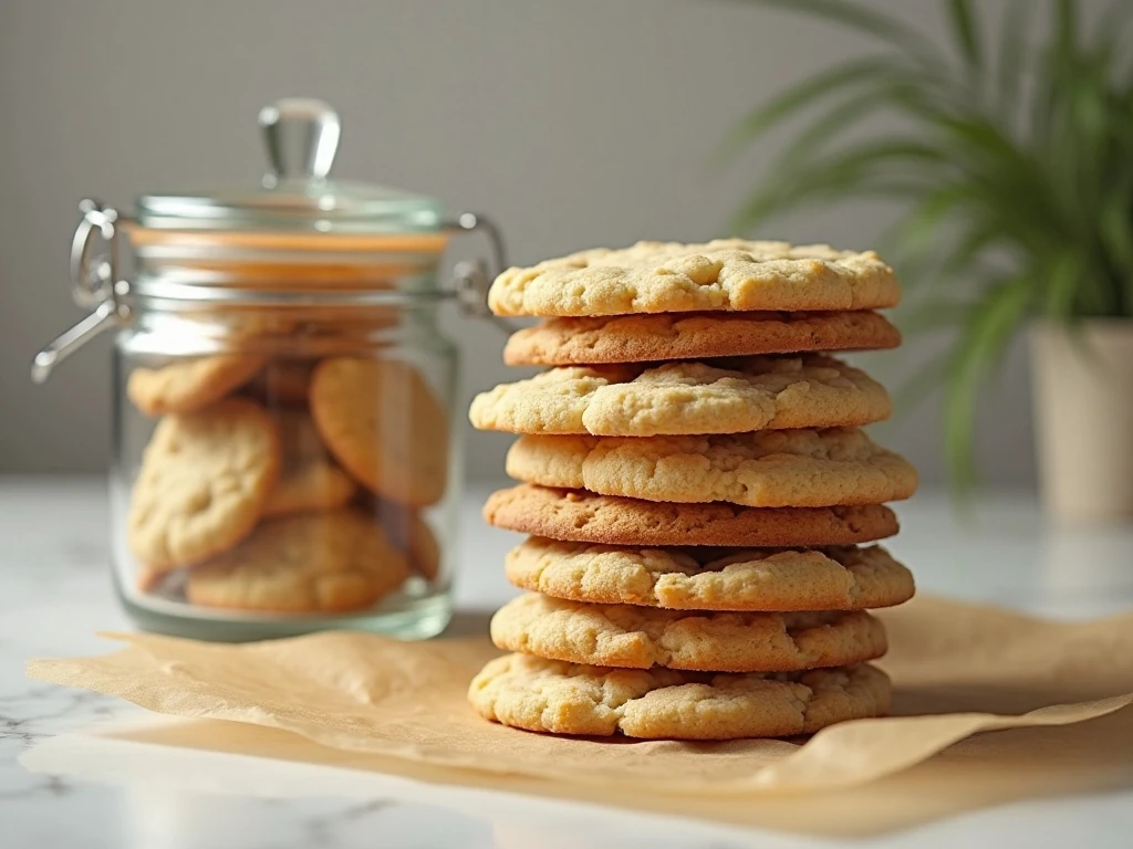 Shortbread cookie bites stored in an airtight jar