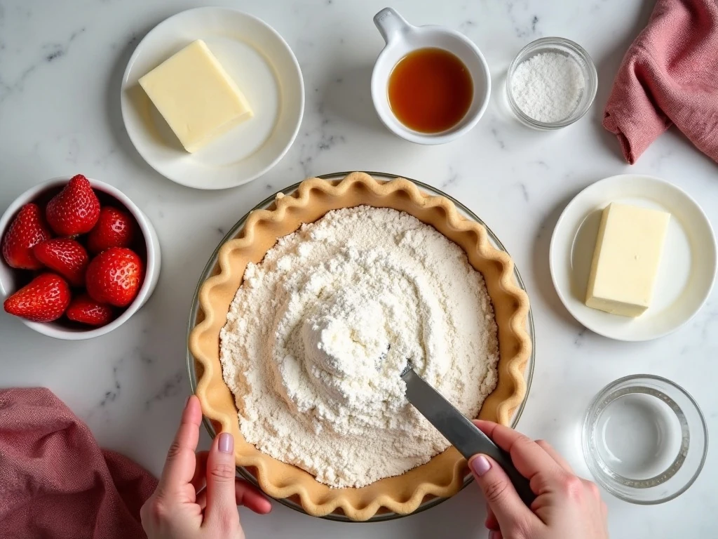 Ingredients for low-carb strawberry Jello cream pie
