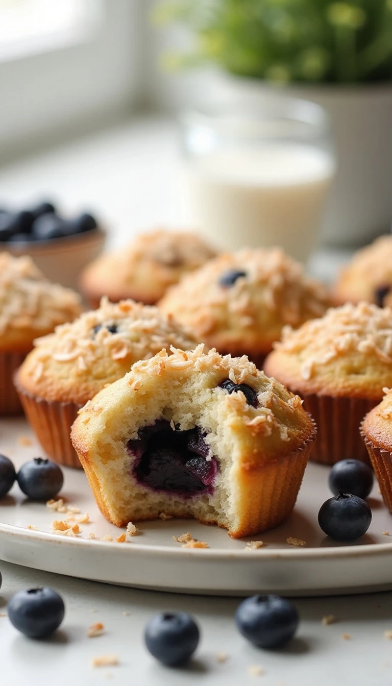 Low-Fat Blueberry Muffins With Toasted Coconut Twist