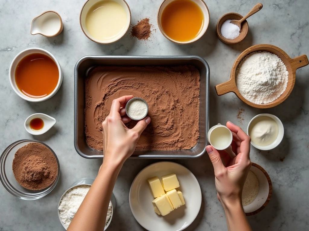 Ingredients for Lunch Lady Brownies and chocolate frosting