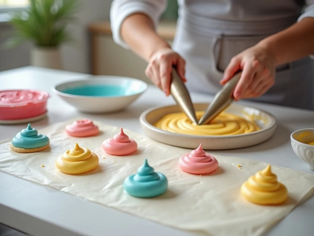 Bright buttercream colors and fondant decorations for Mad Hatter cupcakes