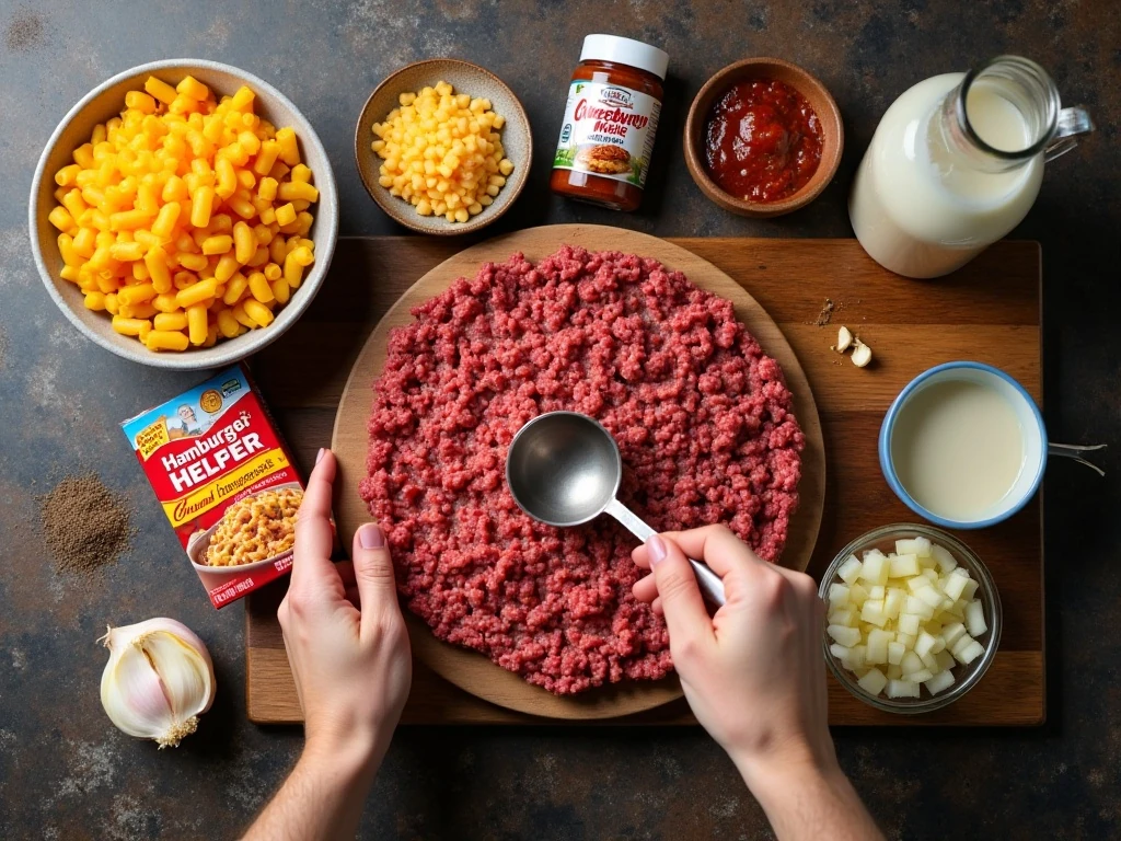 Ingredients for making better Hamburger Helper