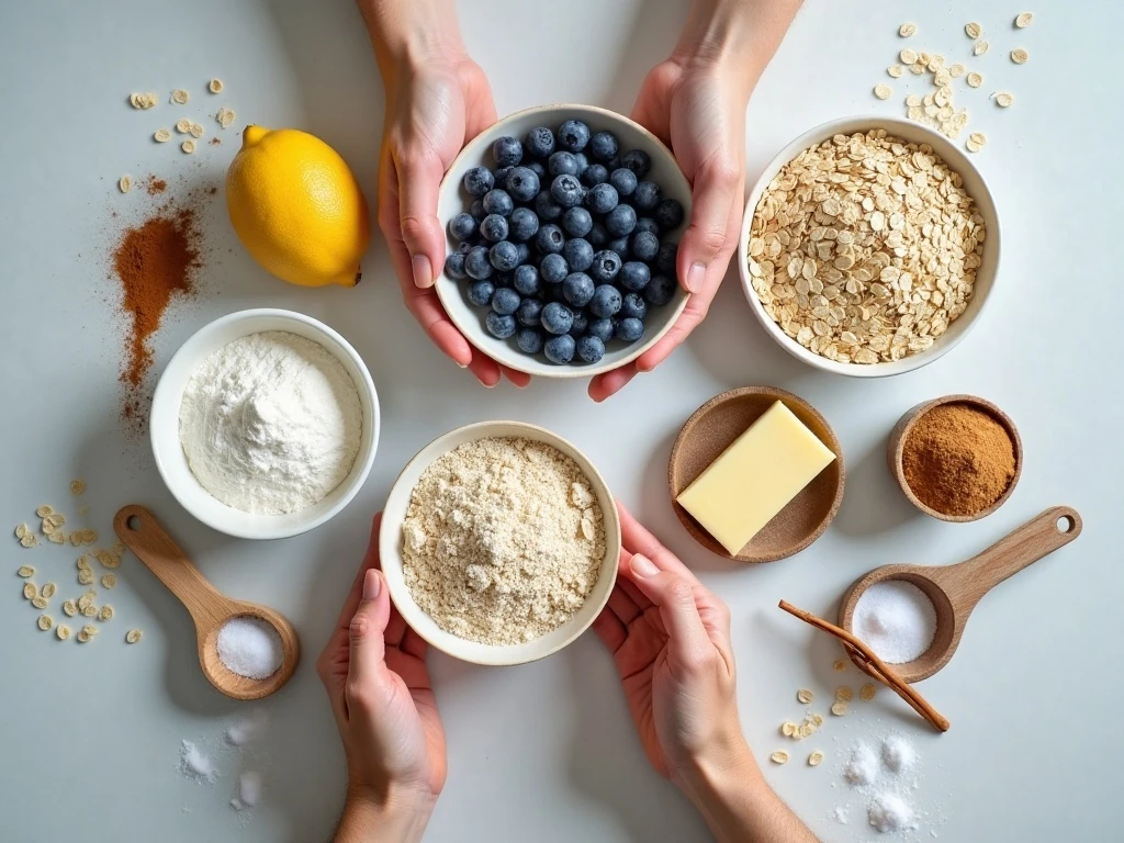 Ingredients for an easy blueberry crisp recipe