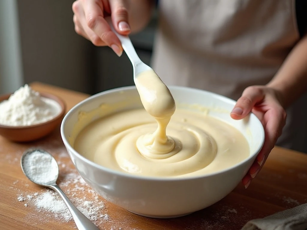 Smooth malted cream cheese filling being prepared for the pie