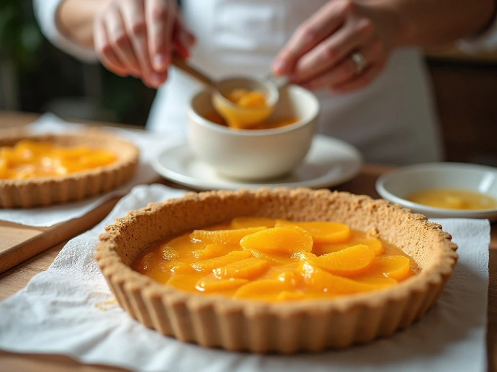 Draining mandarin oranges to prepare a firm no-bake pie