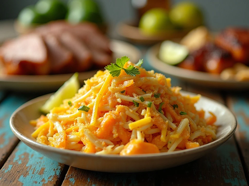 Mango slaw served with grilled food and barbecue