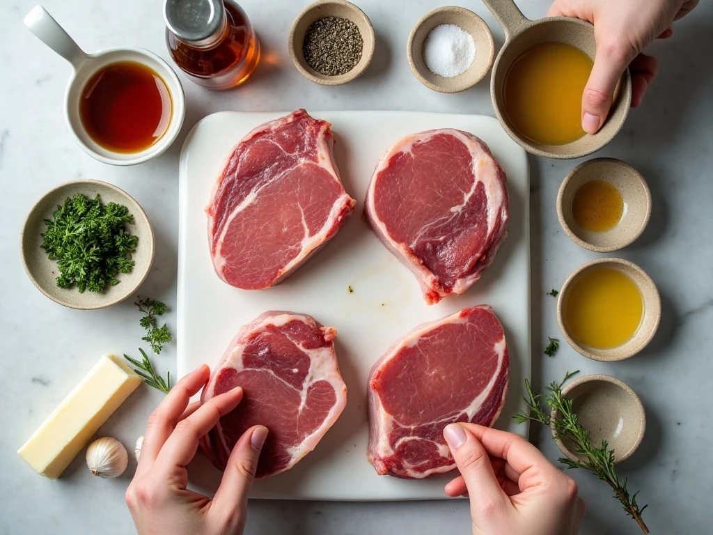 Ingredients for easy maple glazed pork chops