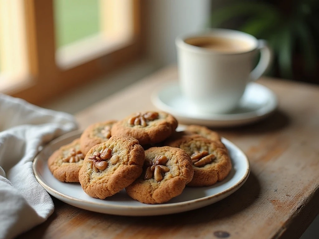 Maple walnut cookies served with coffee
