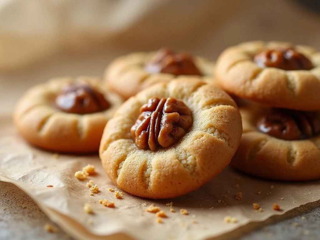 Texture detail of soft-centered maple walnut cookies