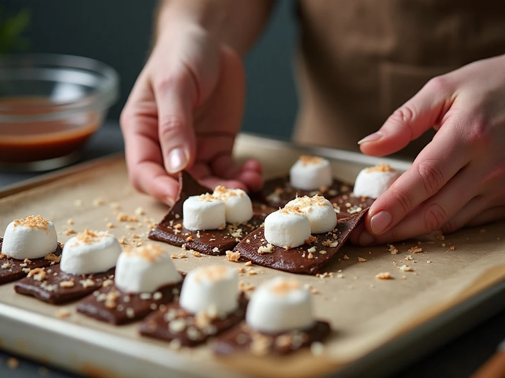 Wrapping marshmallows in cooled chocolate coconut mixture
