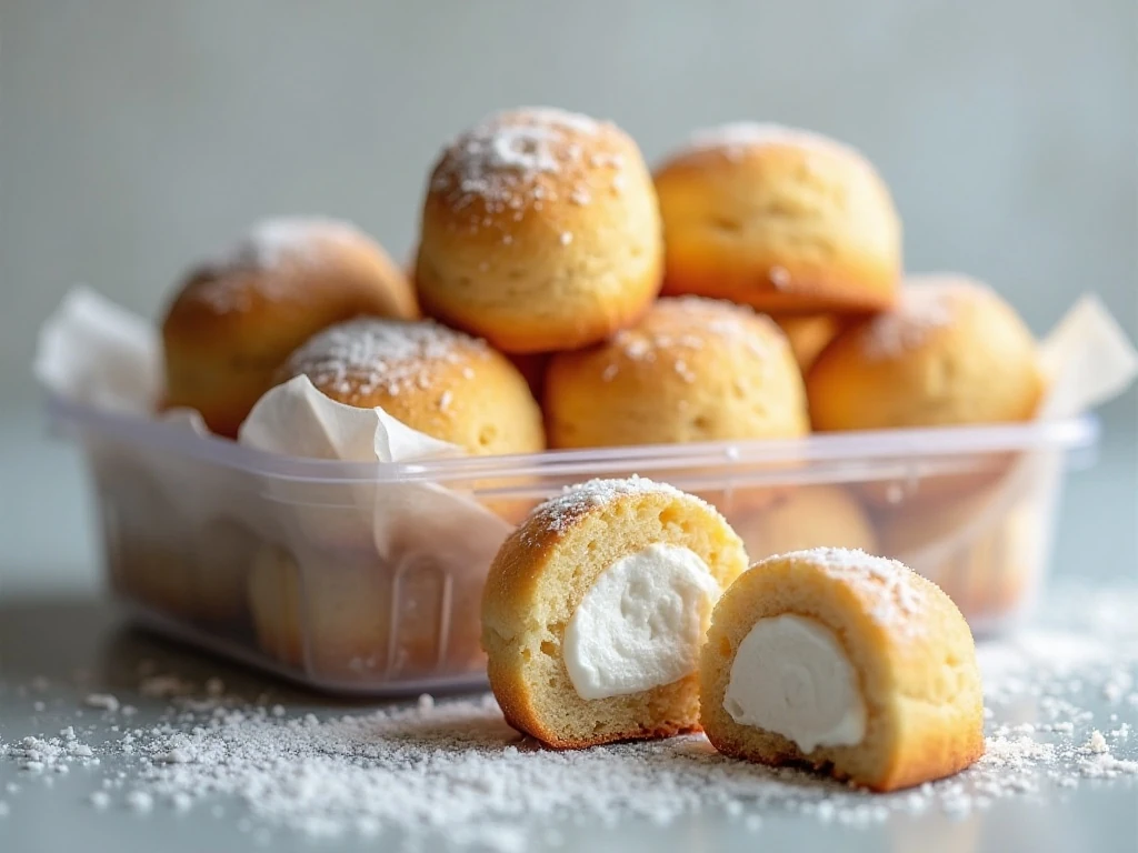 Freezer-friendly marshmallow roll cookies ready for storage