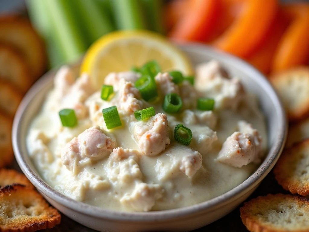 Maryland crab dip with lemon, Old Bay and assorted dippers