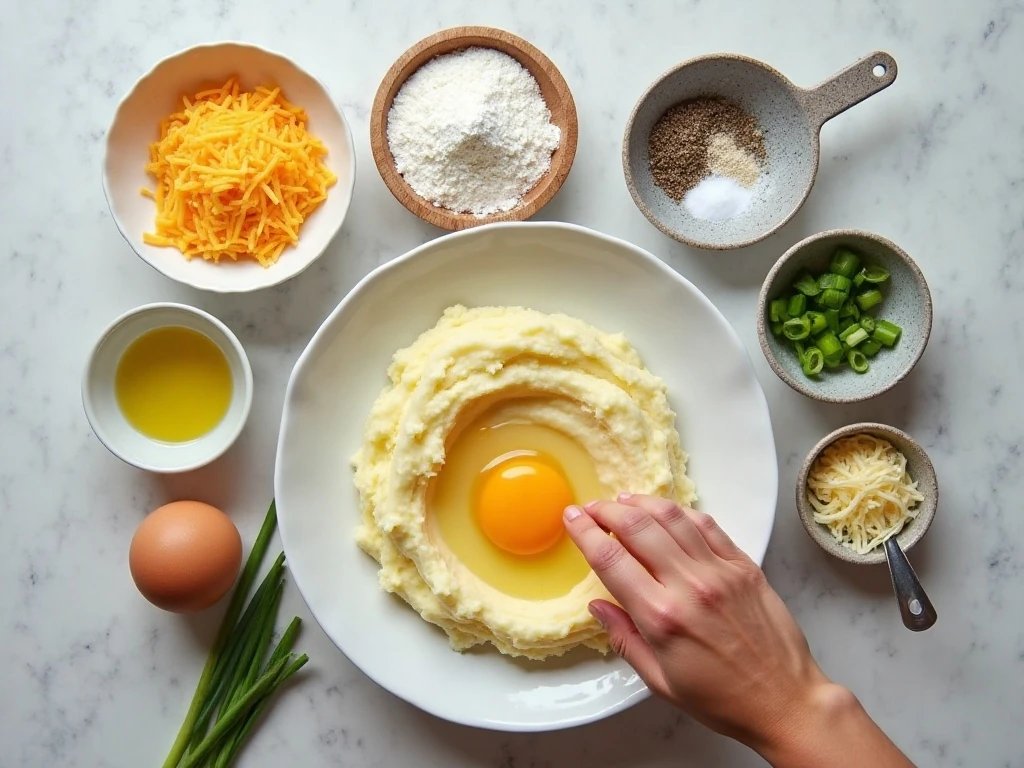Ingredients for easy crispy mashed potato patties