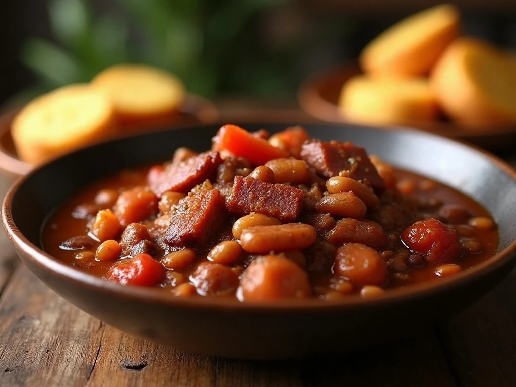 Hearty meat lovers chili served for a cozy dinner