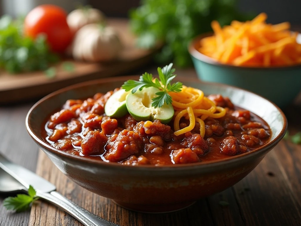 Make-ahead meat lovers chili ready to reheat and serve
