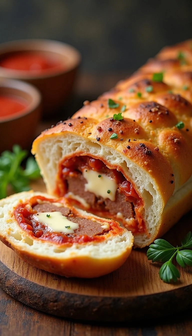 Meat-Lovers Stuffed Pizza Bread Recipe Everyone Craves