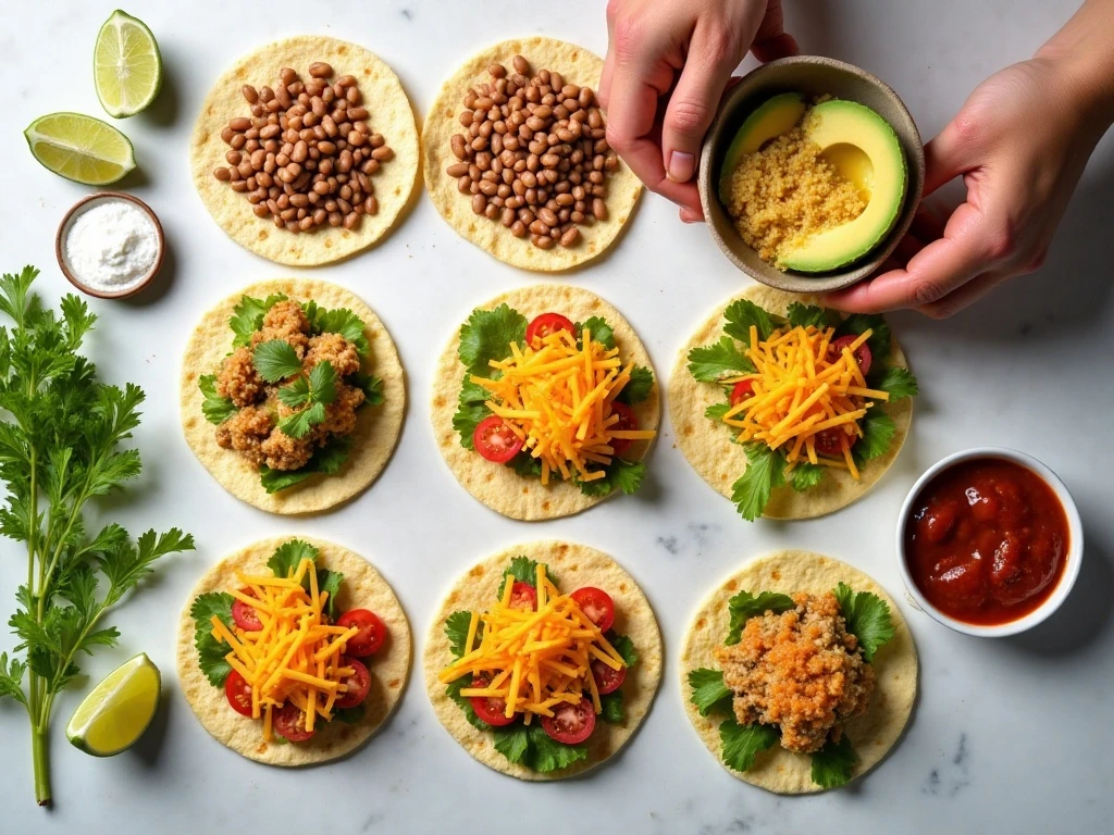 Ingredients for easy meatless baked tostadas
