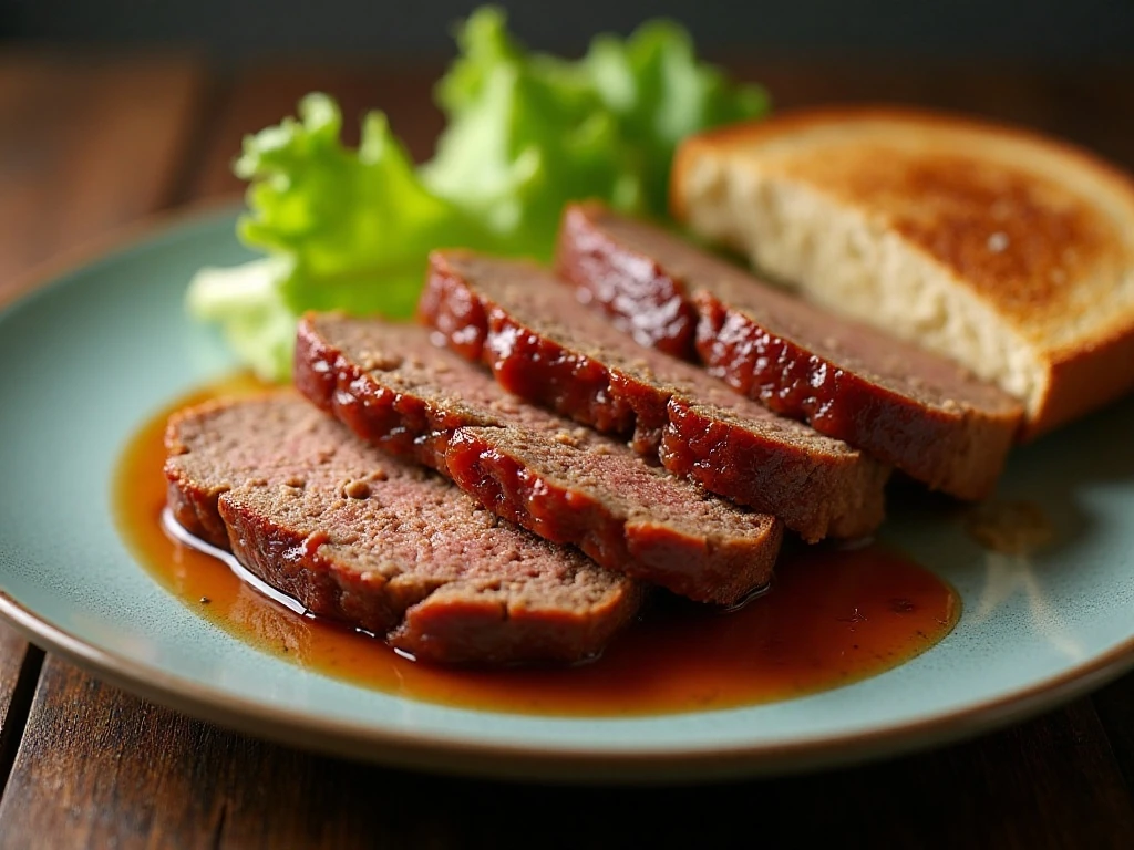 Sliced glazed meatloaf ready for leftovers or sandwiches