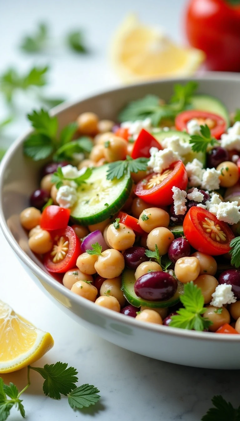 Easy Mediterranean Bean Salad Recipe with Lemon Herb Dressing