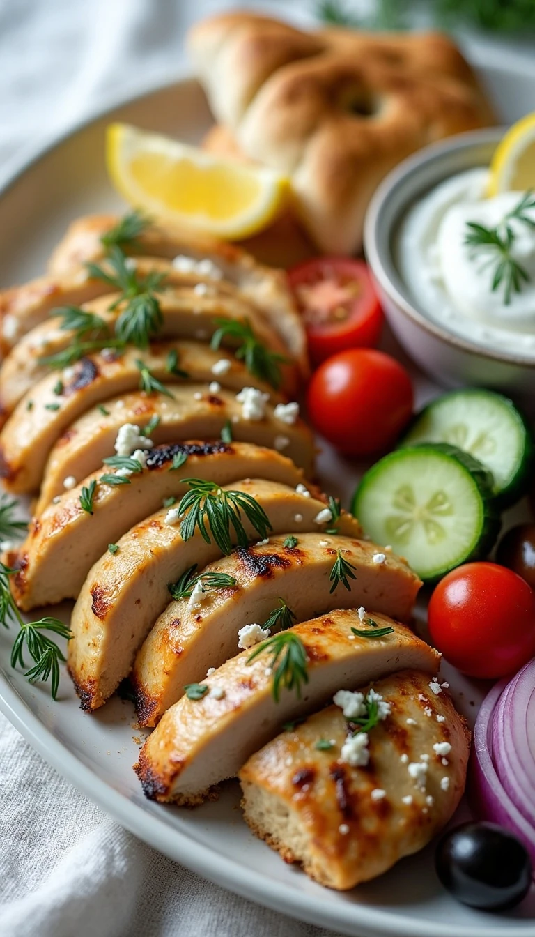 Mediterranean Grilled Chicken With Dill Yogurt Sauce