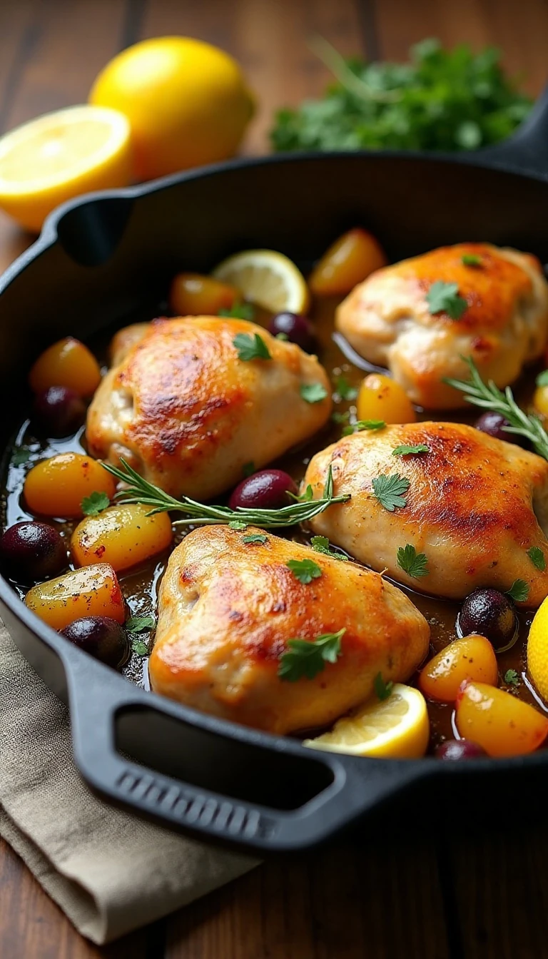 Mediterranean Lemon Chicken with Olives and Potatoes Recipe