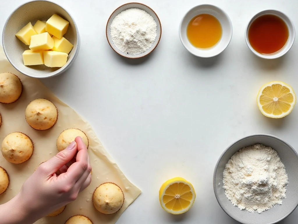 Ingredients for melting moments cookies and lemon buttercream