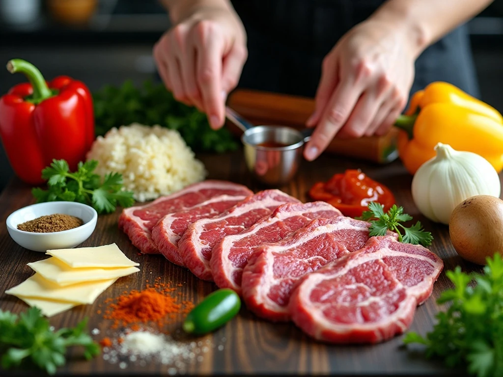 Ingredients for cheesy steak roll-ups and Mexican cauliflower rice