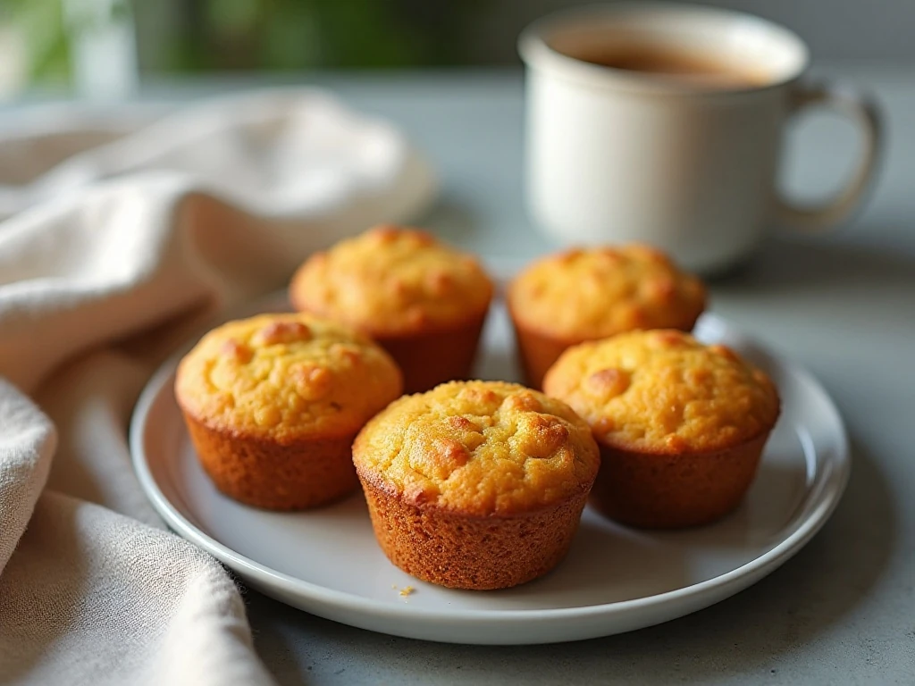 Reheated Mexican cornbread mini muffins ready for breakfast