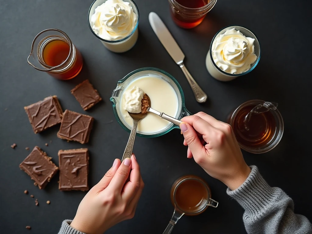 Ingredients for a Milky Way chocolate milkshake recipe