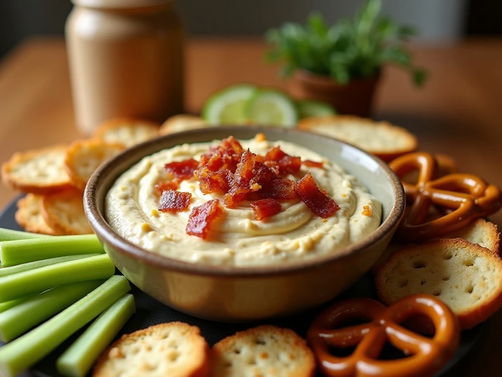 Million-dollar cream cheese and garlic dip served with assorted dippers