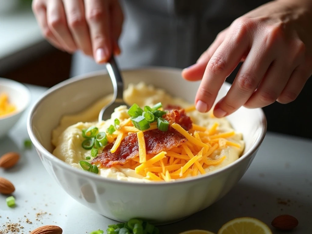 Mixing ingredients for million-dollar cream cheese dip