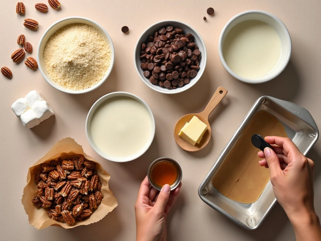 Measured ingredients for easy millionaire fudge