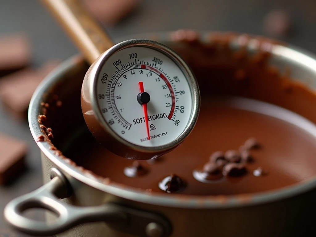 Candy thermometer checking fudge soft-ball stage