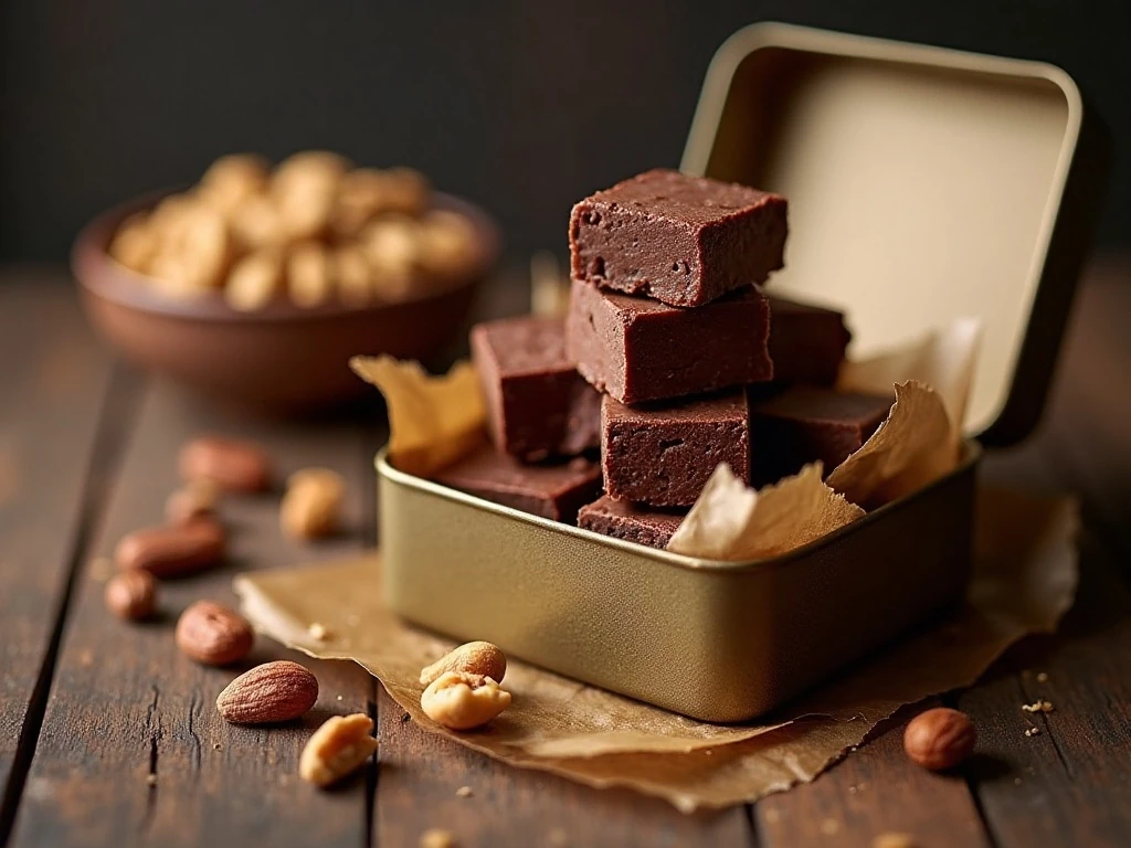 Millionaire fudge stored in an airtight container