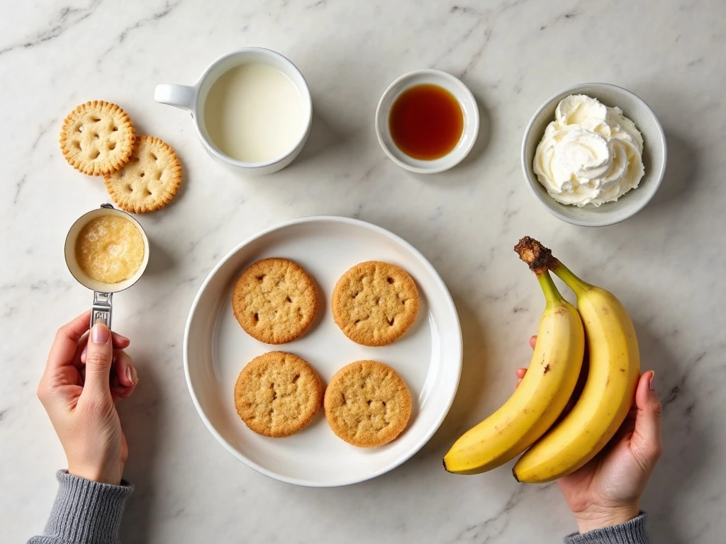 Ingredients for easy no-bake mini banana cream pies